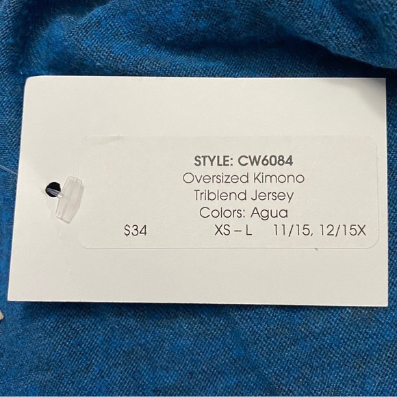 Chaser Oversized Kimono Open Front Cardigan Dolman Sleeves Heather Blue Small S - Picture 5 of 16